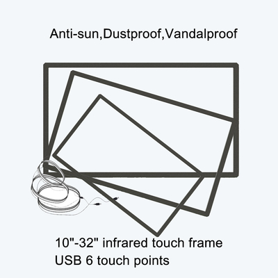 75Inch Inframerah Ir Touch Display 10 Titik Layar Sentuh Overlay