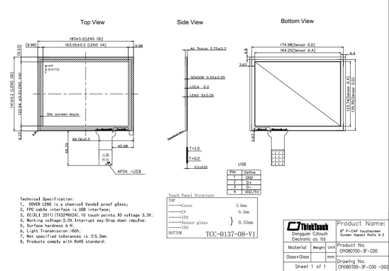 7 &quot;-8.4&quot; Multi Touch Capacitive Touchscreen, Antiglare Dustproof Touch Screen PCAP