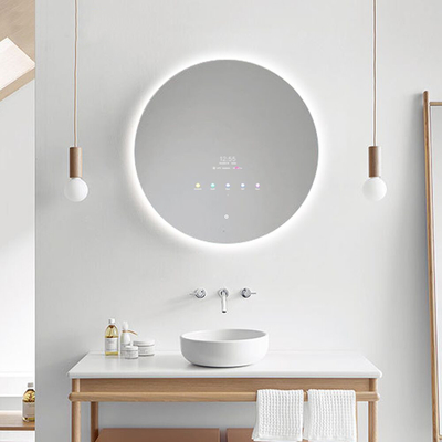 10.1 ''Cermin Cerdas Layar Sentuh, Cermin Kamar Mandi Led Bulat IP65 PCAP